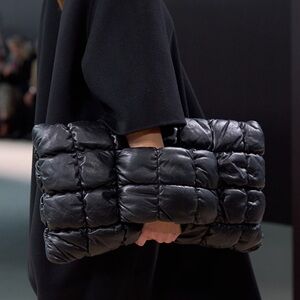 COS Leather Quilted Pillow clutch convertible black shoulder bag luxe minimal